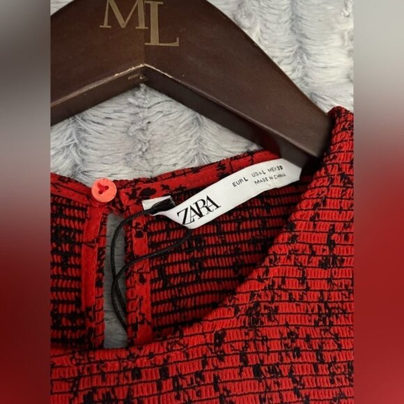 Zara Smocked Floral Maxi Dress Size Large - Picture 6 of 11